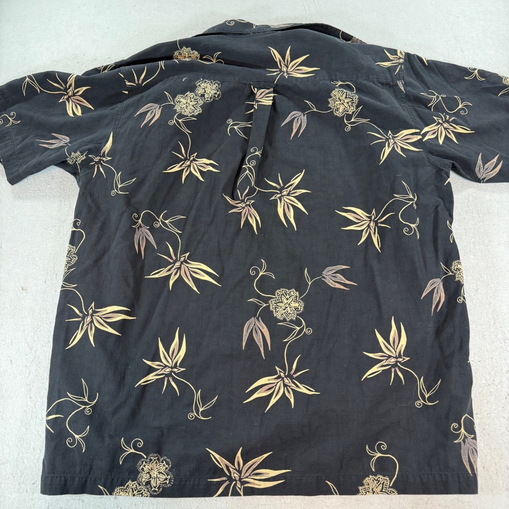 Columbia XCO Mens Large Black Tropical Floral Button Up Camp Shirt - Picture 5 of 7